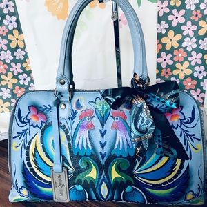 Anuschka Rare Roosters Organizer Satchel